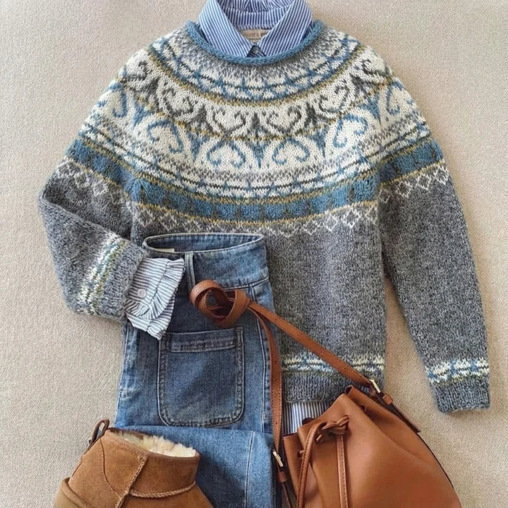 Cheryl | Gray Nordic Knit Sweater