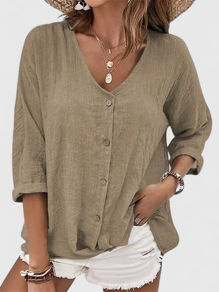 Kylie | V-Neck Button-Front Blouse