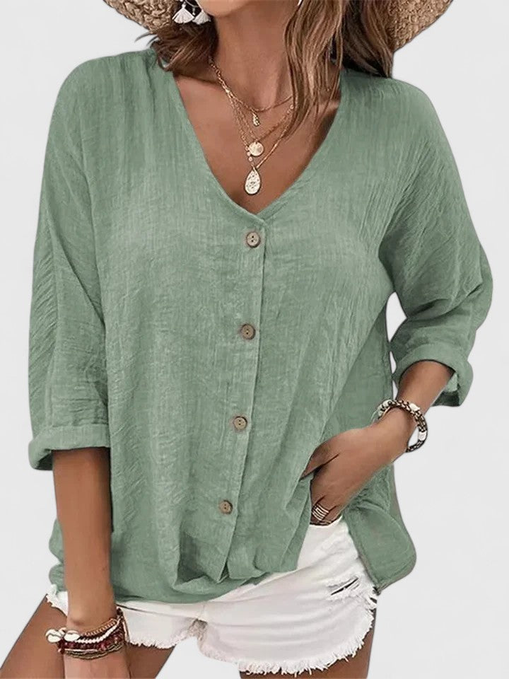 Kylie | V-Neck Button-Front Blouse