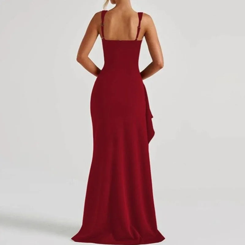 Anastasia | Ruffle-Trim Slit Maxi Dress