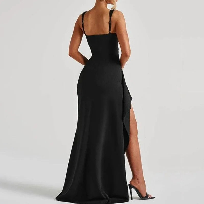 Anastasia | Ruffle-Trim Slit Maxi Dress