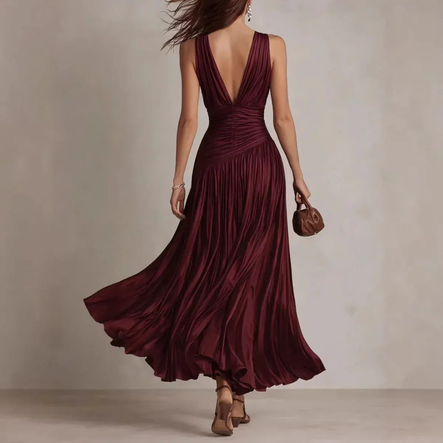 Faith | Red Backless A-Line Maxi Dress