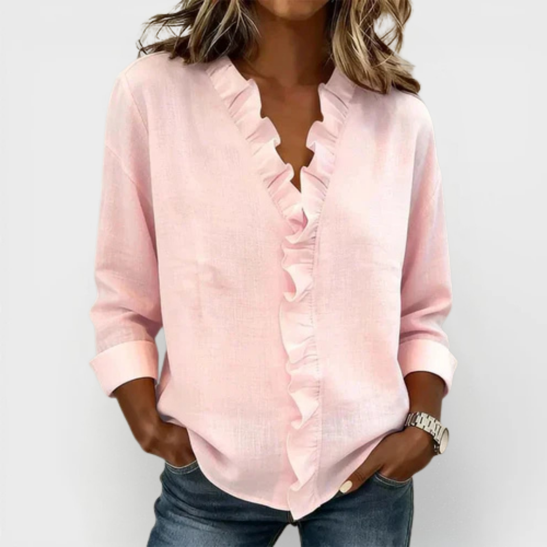 Susan | Ruffle V-Neck Blouse