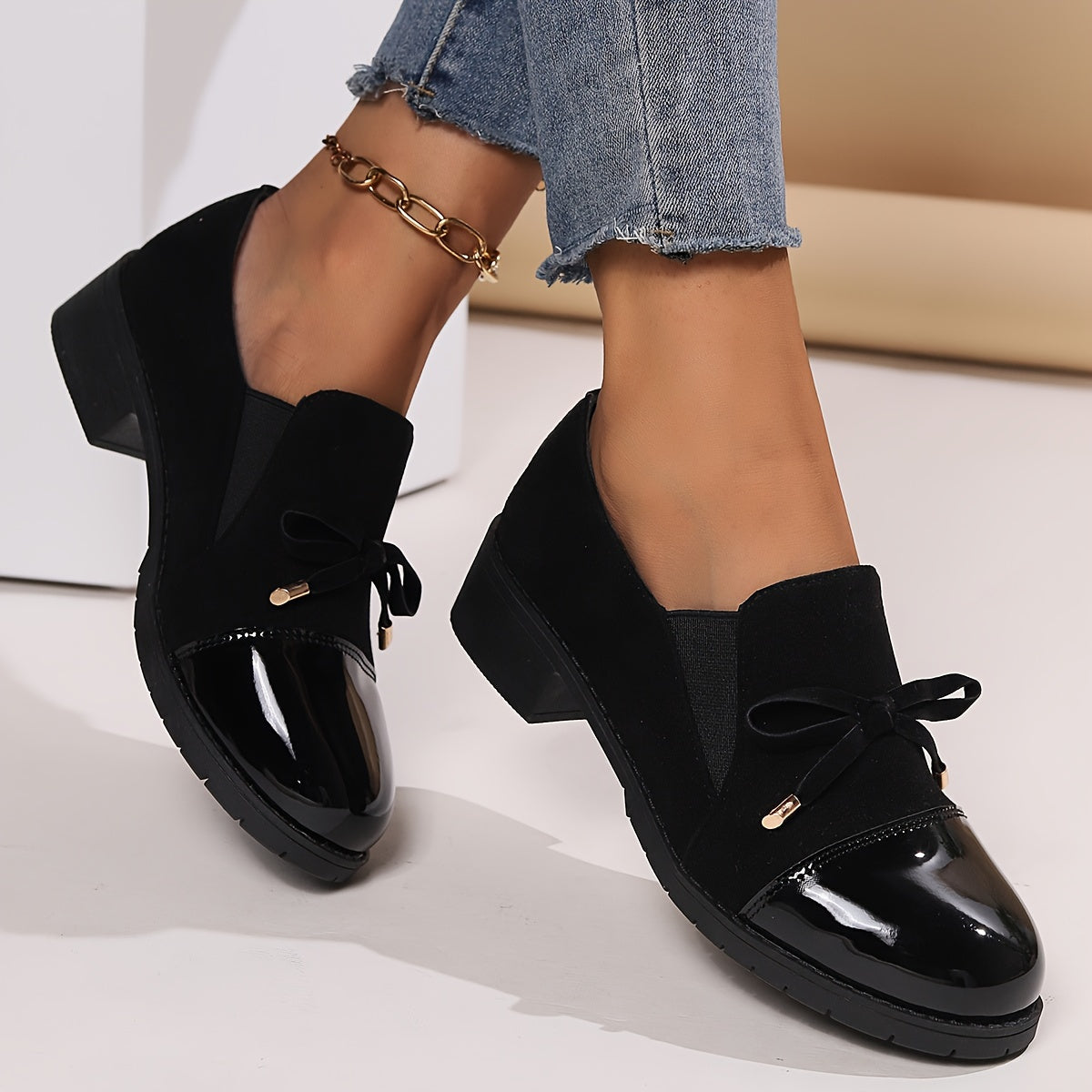 Hattie™ | Patent Toe Bow Loafers