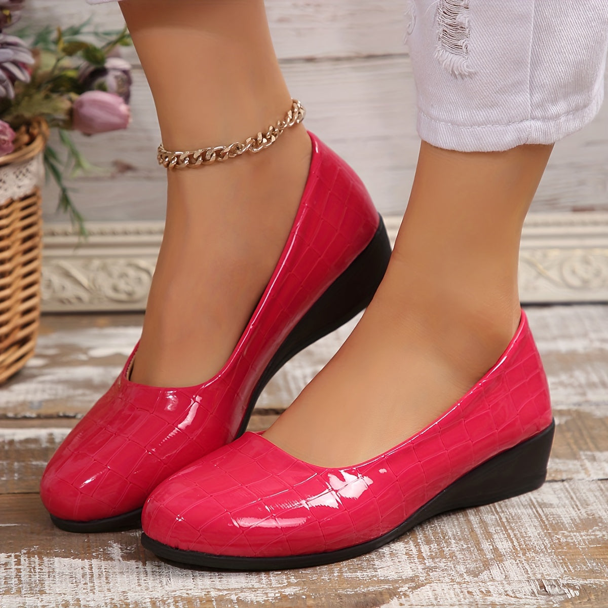 Philippa™ | Glossy Low-Wedge Pumps
