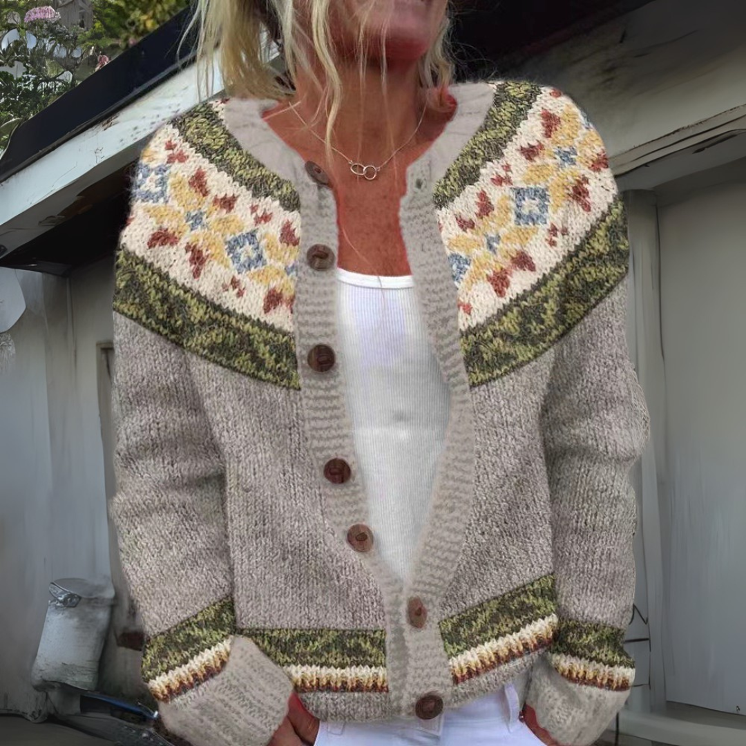 Alicia | Fair Isle Yoke Cardigan