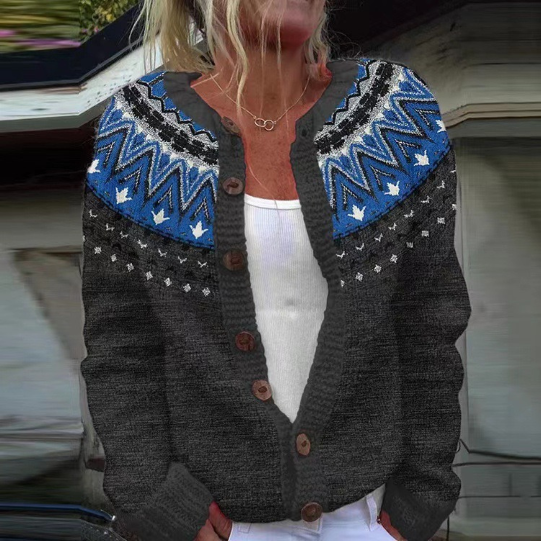 Ragna | Fair Isle Yoke Knit Cardigan