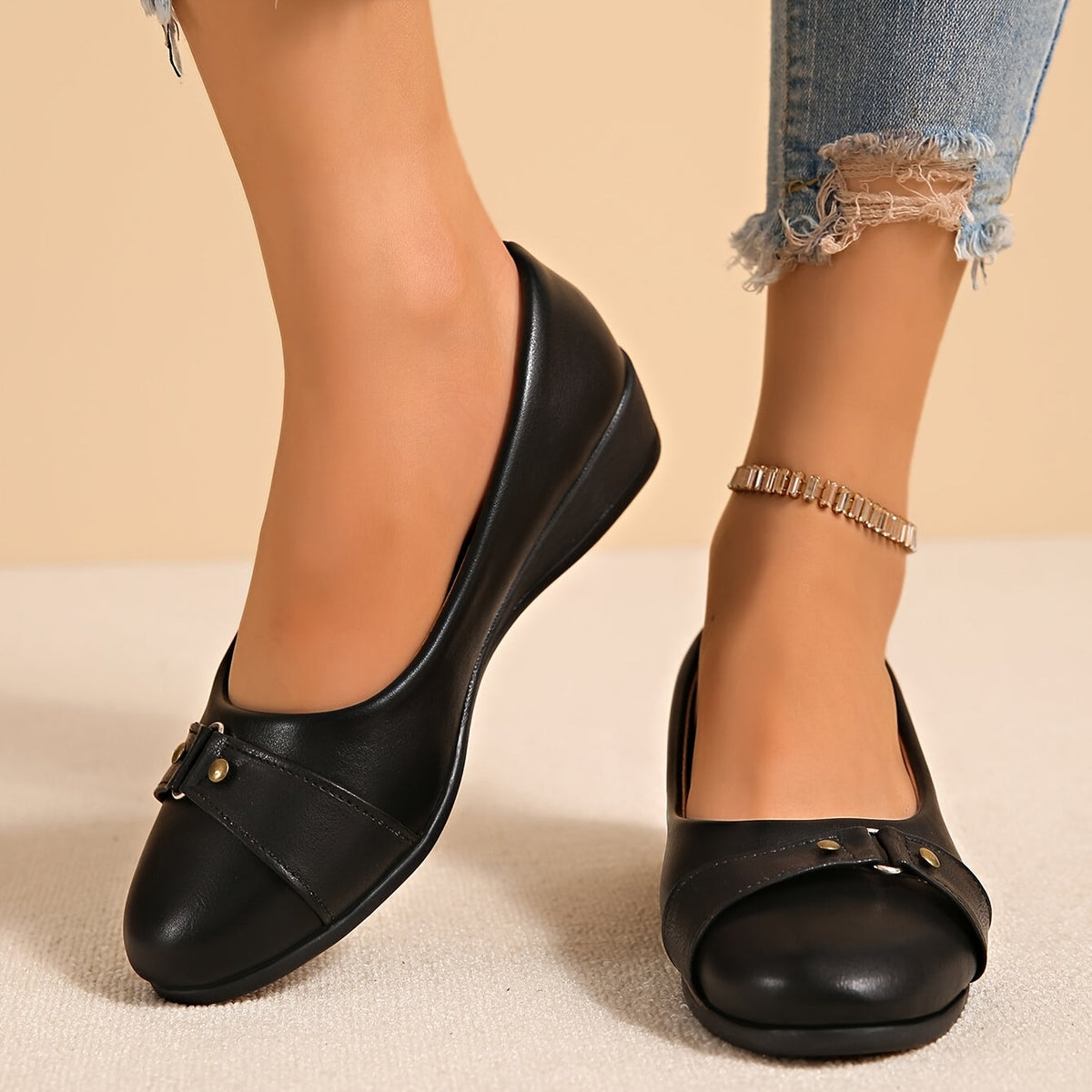 Cordelia™ | Buckle Detail Wedge Loafers