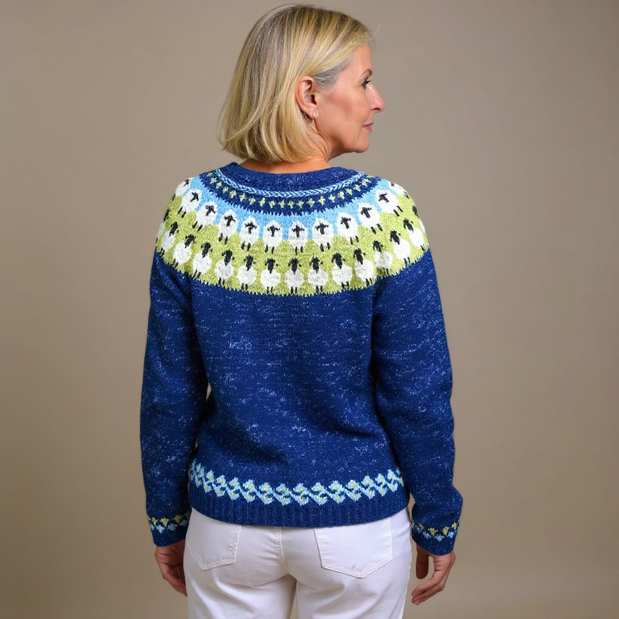 Petra | Colorful Yoke Knit Cardigan