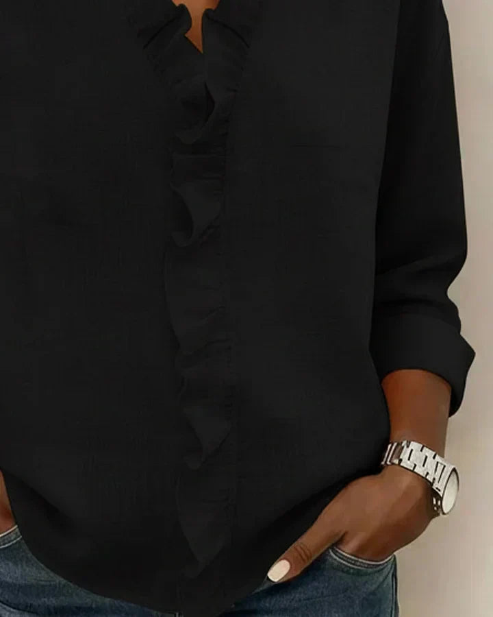 Susan | Ruffle V-Neck Blouse