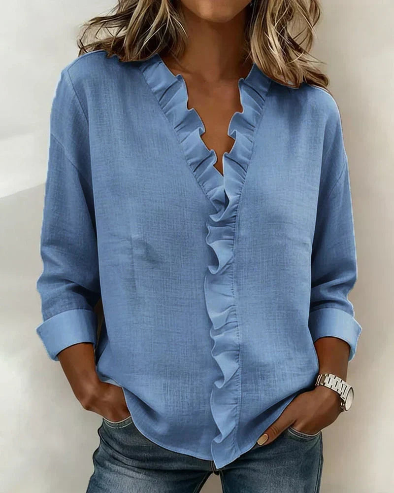 Susan | Ruffle V-Neck Blouse