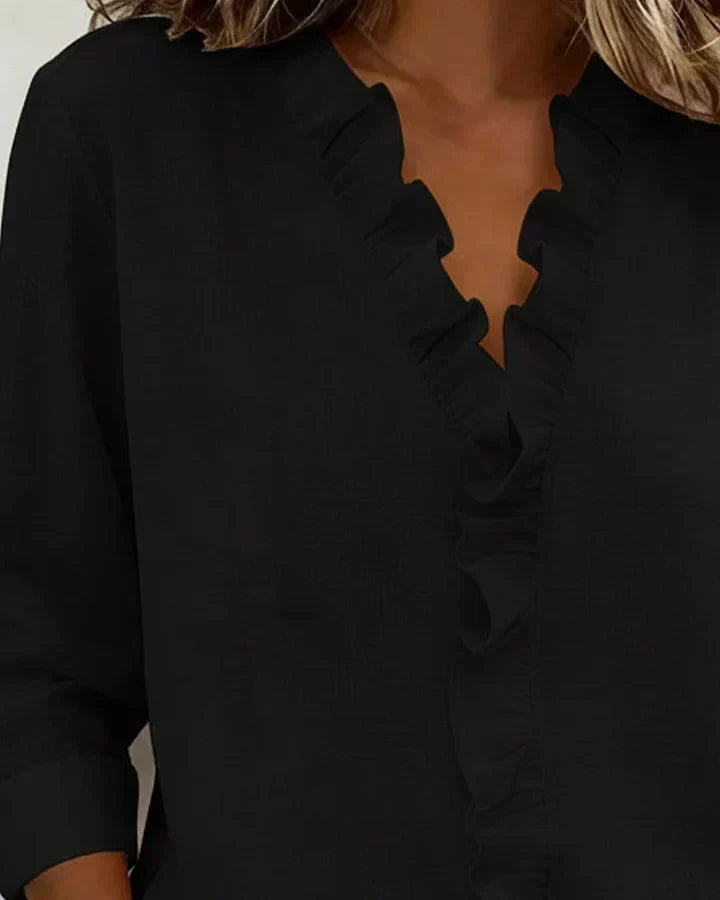 Susan | Ruffle V-Neck Blouse