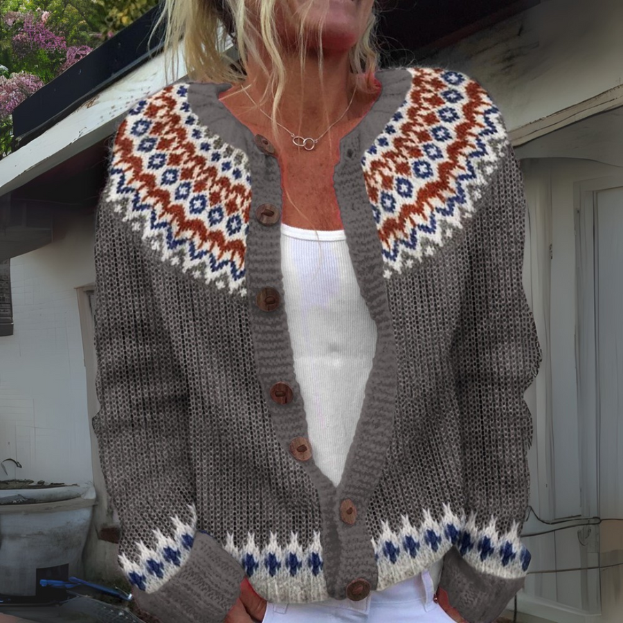 Sabrina | Nordic Pattern Knit Cardigan