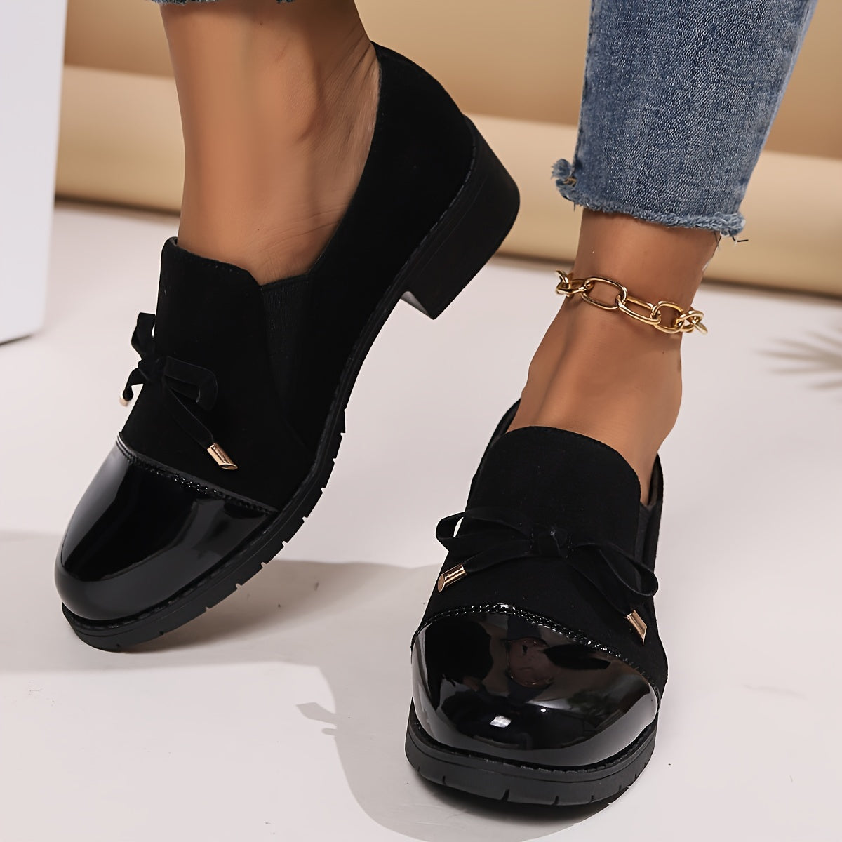 Hattie™ | Patent Toe Bow Loafers