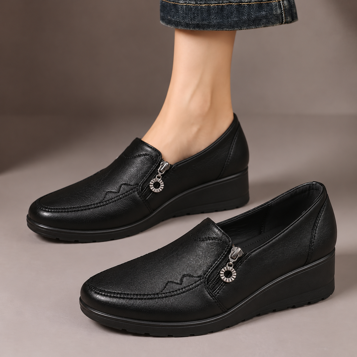 Harriet™ | Side-Zip Wedge Loafers
