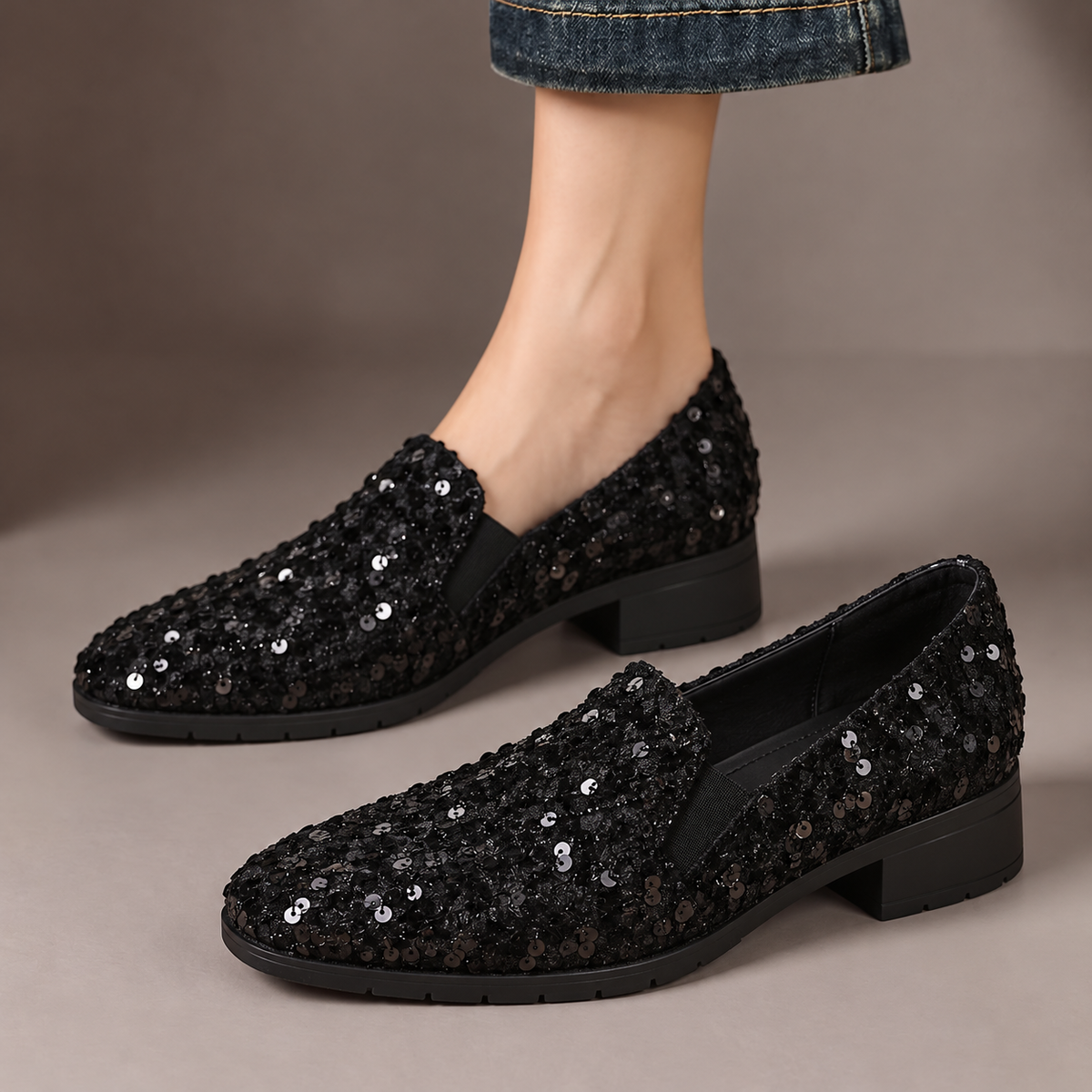 Mabel™ | Sequin Slip-On Loafers