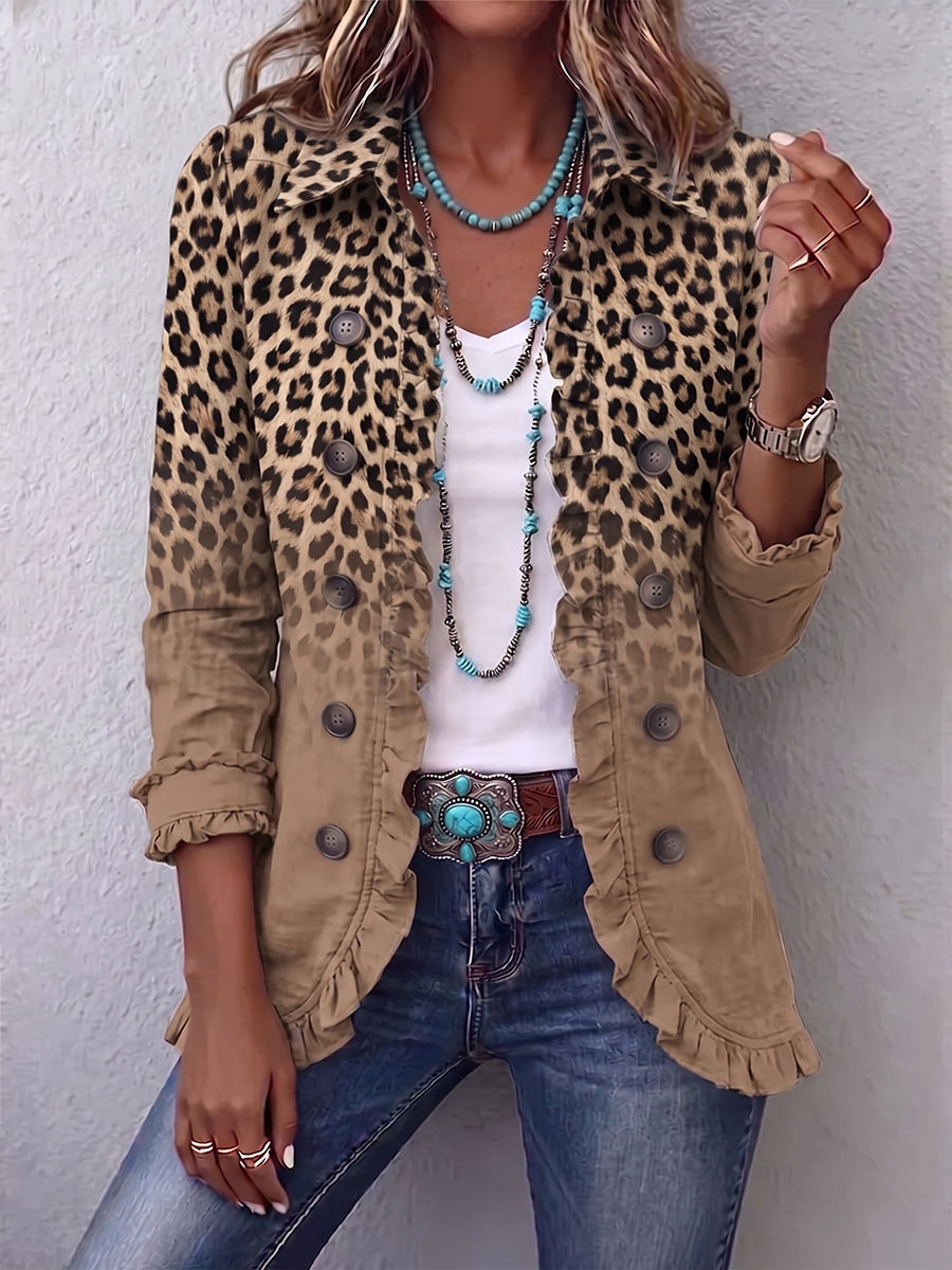 Tawny | Leopard Ombre Ruffle Jacket
