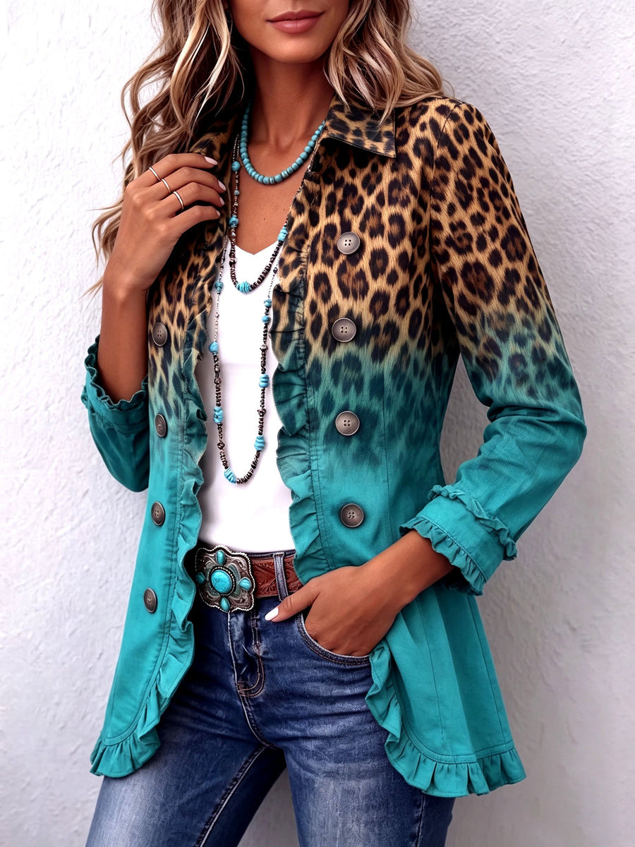Lana | Leopard Ombre Ruffle Blazer