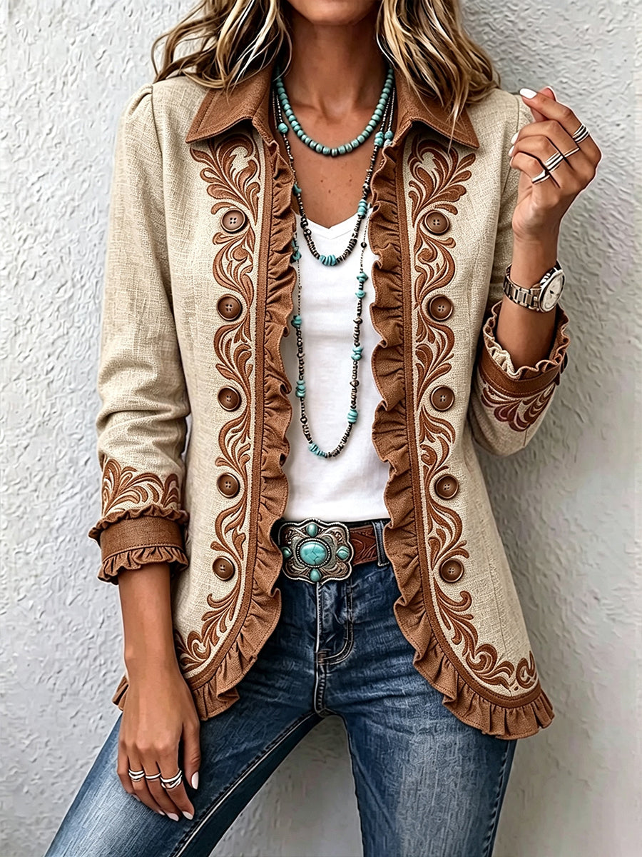 Juliana | Vintage Floral Ruffle Jacket