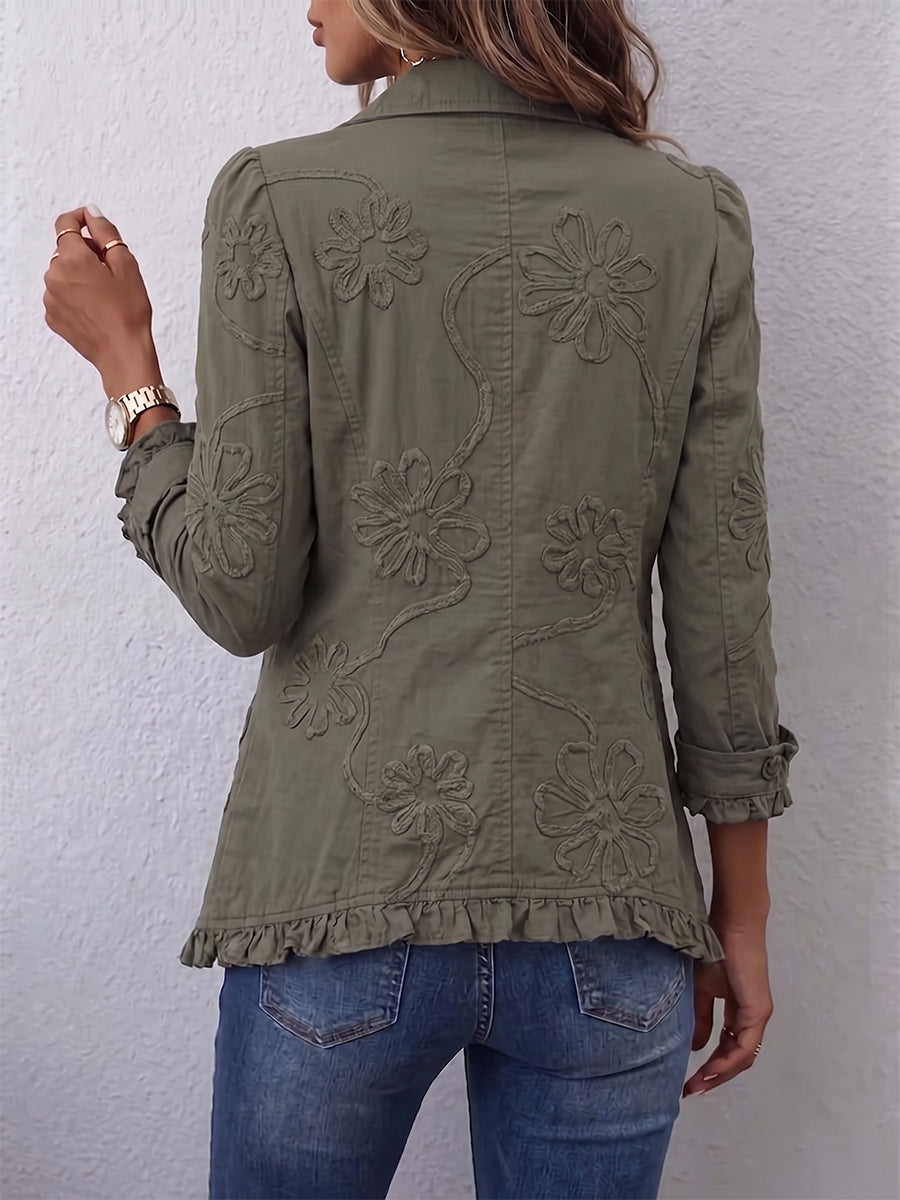Kamberly | Floral Ruffle Trim Jacket