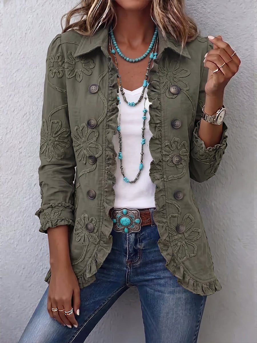 Kamberly | Floral Ruffle Trim Jacket