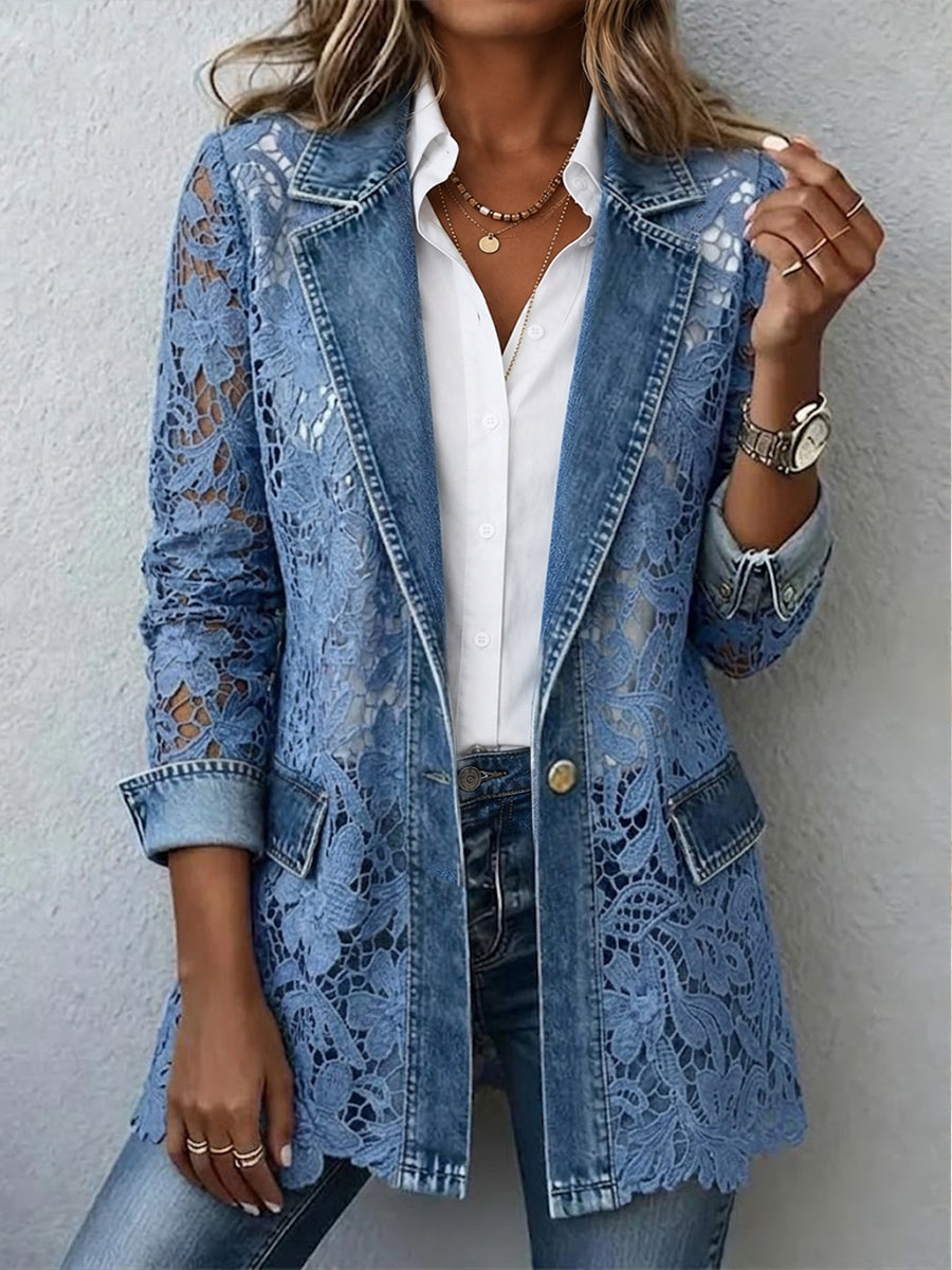 Lacinda | Lace Panel Blazer Jacket
