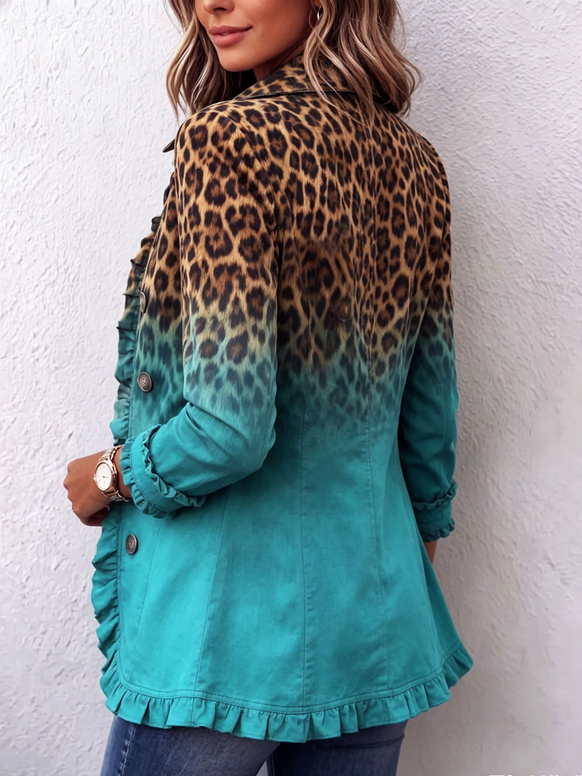 Lana | Leopard Ombre Ruffle Blazer