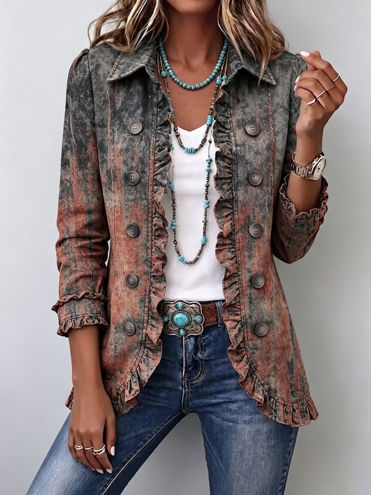 Jodie | Gradient Print Ruffle Jacket