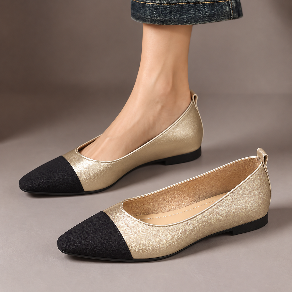 Sylvia™ | Two-Tone Pointed Ballet Flats