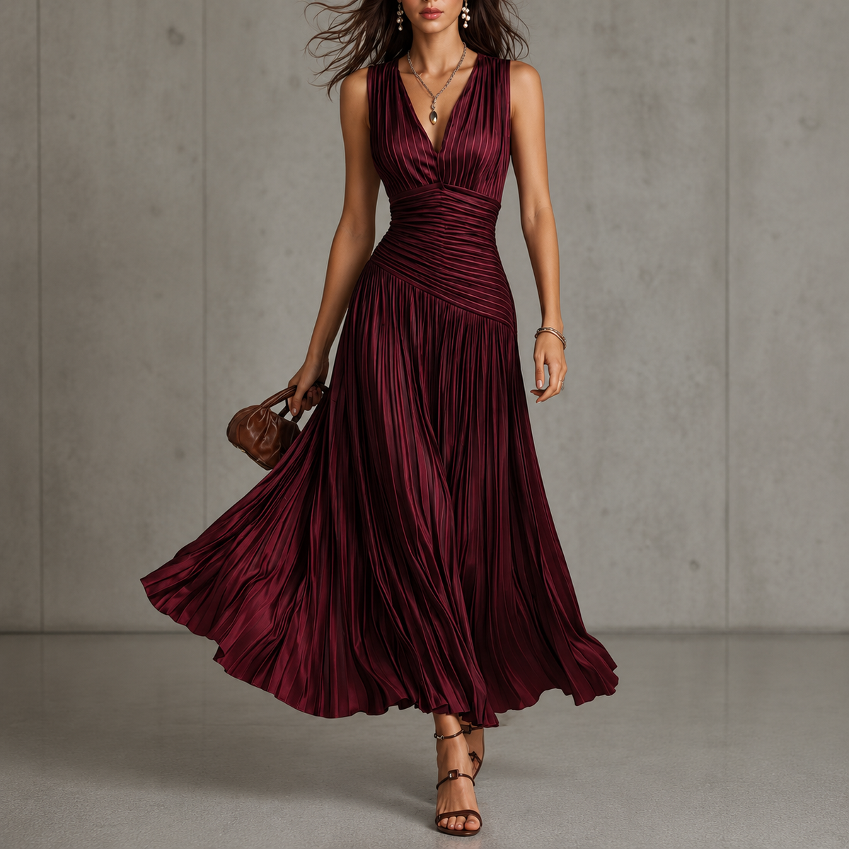 Faith | Red Backless A-Line Maxi Dress