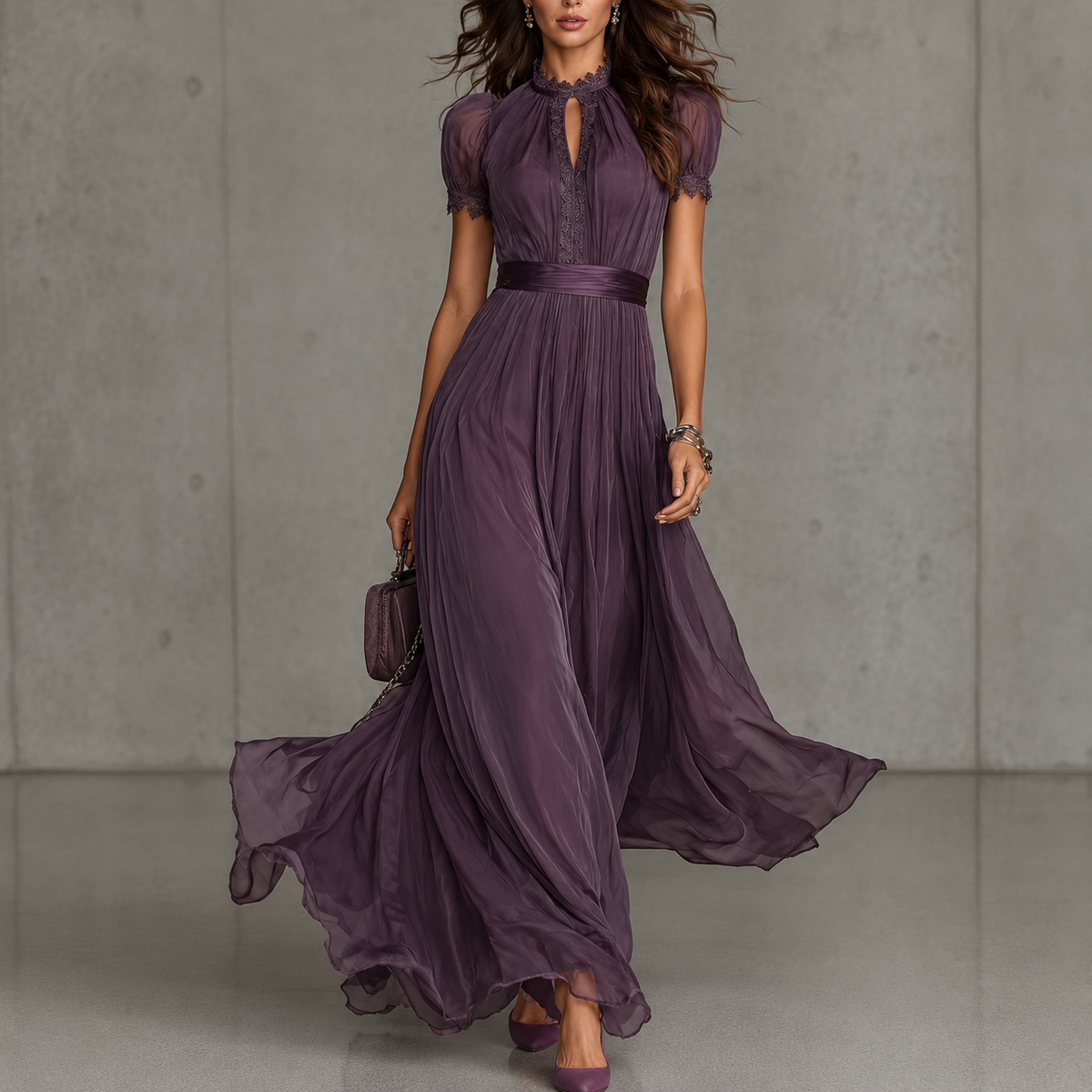 Felicia | Floral V-Neck Tie Waist Midi Dress