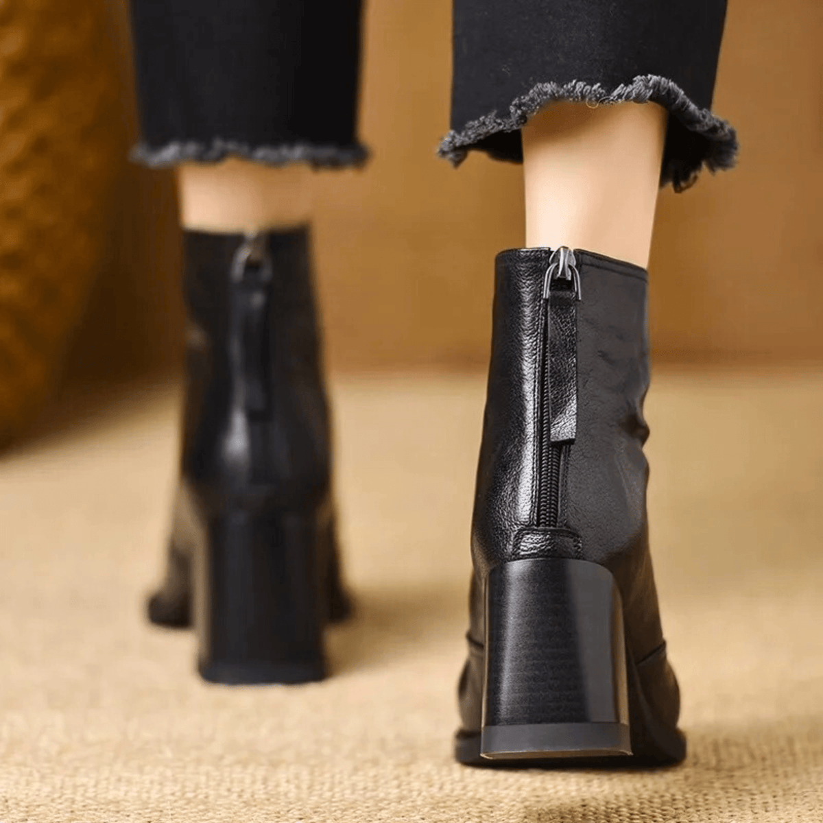 Amelie | V-Cut Leather Ankle Boots